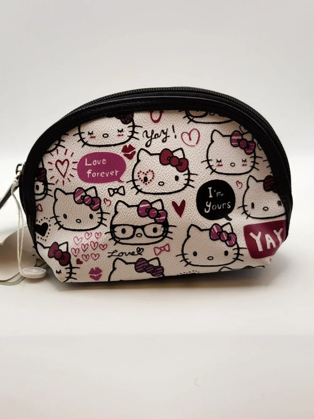 Sanrio Hello Kitty cosmetic bag white pink Faux Leather NWT